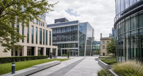 Modern academic campus scene representing Imperial College London